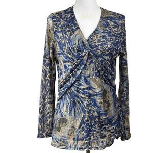 Reba sheer blue top, glamorous, bohemian, metallic,‎ abstract, artsy, western